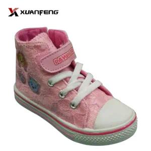 Fashion Wholesale Girl′s Injection Canvas Shoes High Top