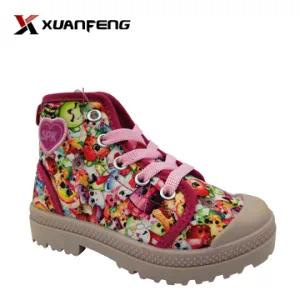 Wholesale Girl′s Injection Canvas Boot with Cartoon Upper Printing